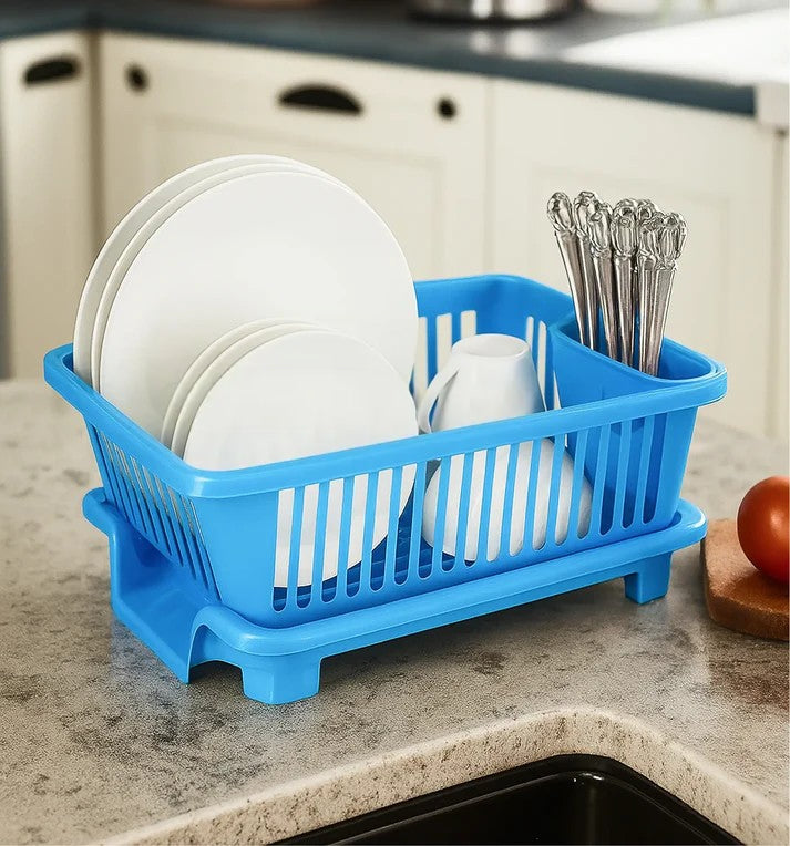 Smart Dish Drying Rack with Quick Drainage & Cutlery Holder