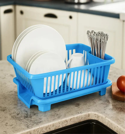 Smart Dish Drying Rack with Quick Drainage & Cutlery Holder
