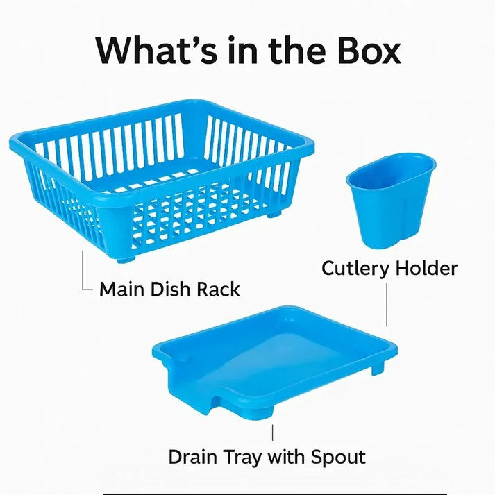 Smart Dish Drying Rack with Quick Drainage & Cutlery Holder